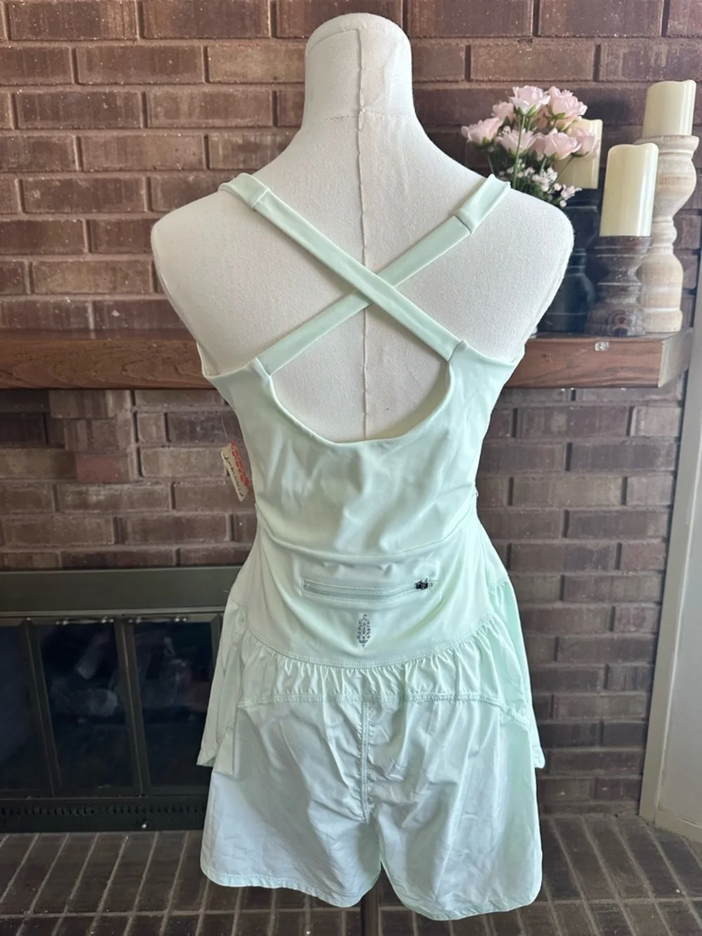 Free People Movement Righteous Run Romper L NWT Aqua Glass Athletic Pastel